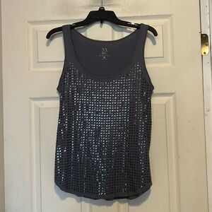 NY&C Sequined Gray Tank Top Size Medium